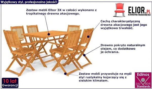 Brązowy 7-częściowy zestaw mebli ogrodowych L6-S91