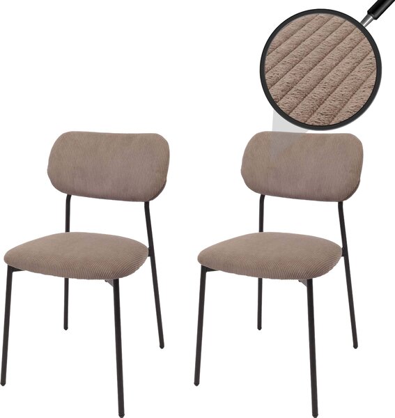 Zestaw 2 krzeseł do jadalni HWC-O26, krzesło kuchenne tapicerowane, sznurek (330g/m²) tkanina/tkanina metal ~ taupe