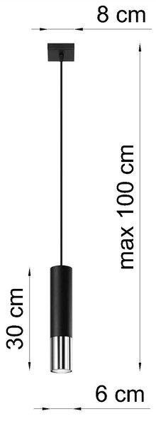 Czarno-chromowana lampa wisząca tuba G2-A54