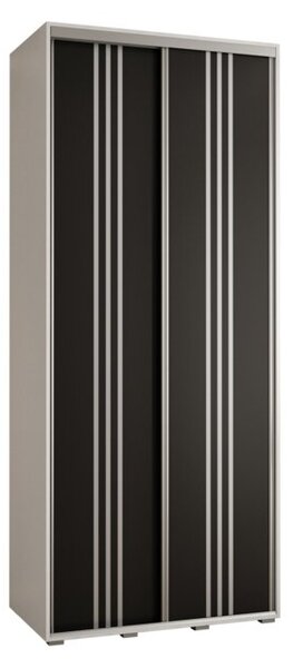Szafa przesuwna wysoka Davos 6 120, gł. 45 cm biały + czarny + srebrny