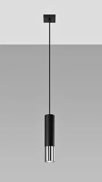 Czarno-chromowana lampa wisząca tuba G2-A54