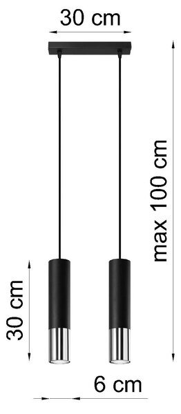 Czarno-chromowana lampa wisząca nad wyspę P9-L97