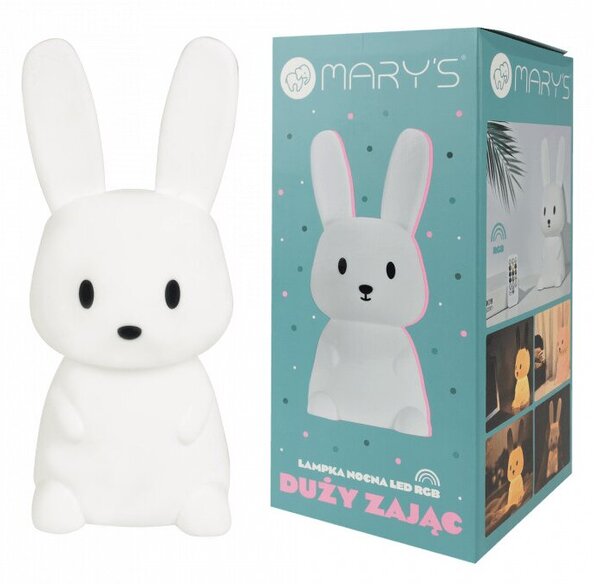 Lampka nocna dla dzieci bezprzewodowa RGBW biała zając duży LED 1W Mary's