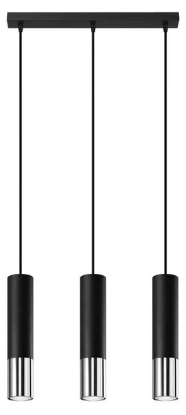 Czarno-chromowana potrójna lampa wisząca tuba - EXX246-Loper