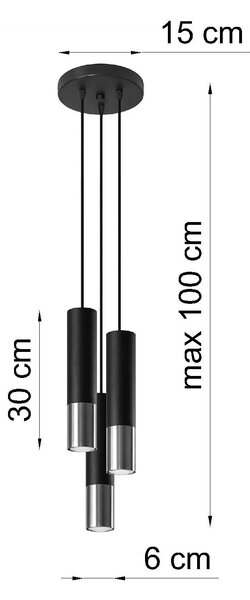 Czarno-chromowana lampa wisząca zwisy F8-T37