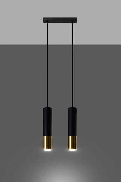 Czarno-złota lampa wisząca na stół P2-D40