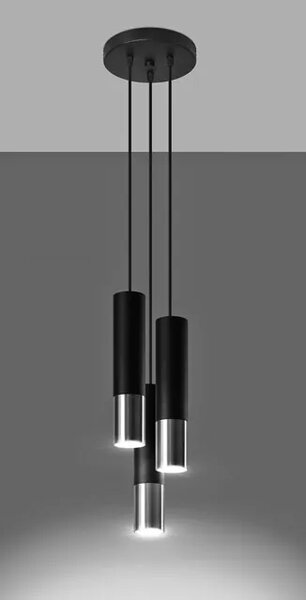 Czarno-chromowana lampa wisząca zwisy F8-T37