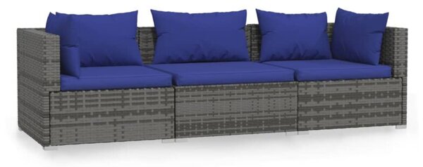 Zestaw Mebli Ogrodowych Komplet Wypoczynkowy Z Poduszkami Szary Rattan Na Taras Balkon Ogród