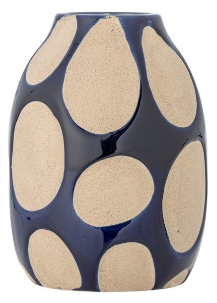 Ciemnoniebiesko-kremowy kamionkowy wazon (wysokość 20 cm) Bashir – Bloomingville