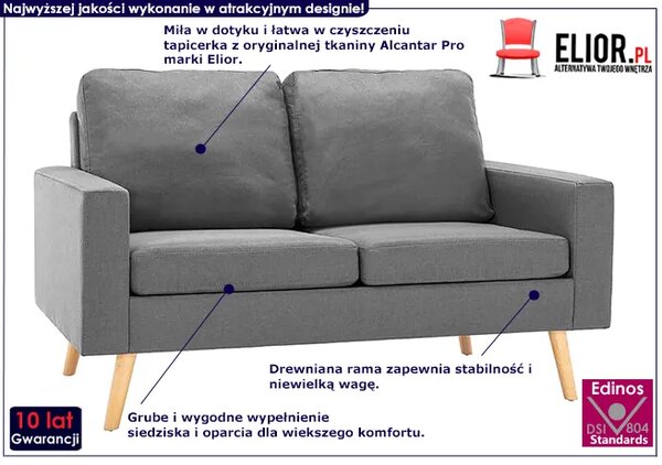 2-osobowa jasnoszara sofa M1-B11
