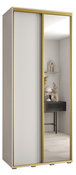 Szafa przesuwna wysoka Davos 3 120, gł. 60 cm biały + biały + złoty
