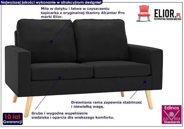 2-osobowa czarna sofa A3-Z87
