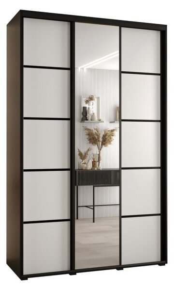 Szafa przesuwna wysoka Davos 5 150, gł. 60 cm czarny + biały + czarny