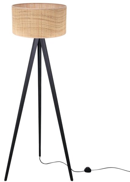 Lampa podłogowa trójnóg czarny Light Home LH Rattan 1xE27 45cm abażur walec beżowy