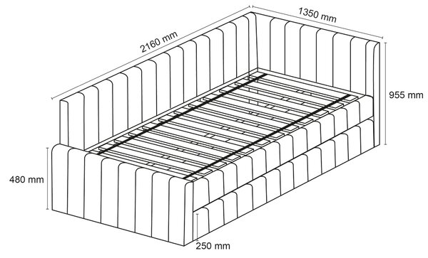 Łóżko tapicerowane COMFINO VELVET z wysuwanym miejscem do spania 120x200 cm, ciemnozielone