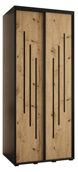 Szafa przesuwna wysoka Davos 8 120, gł. 45 cm czarny + artisan + czarny