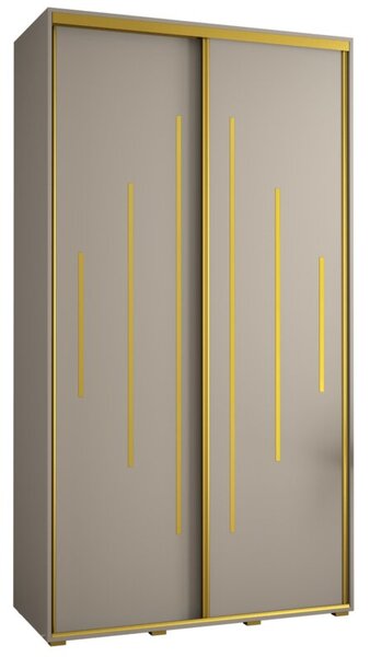 Szafa przesuwna wysoka Dakota 12 130, gł. 60 cm kaszmir + kaszmir + złoty