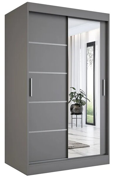 Antracytowa szafa przesuwna z lustrem K2-F40