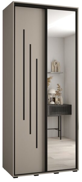 Szafa przesuwna wysoka Dakota 9 120, gł. 60 cm kaszmir + kaszmir + czarny
