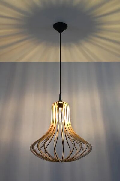 Skandynawska lampa wisząca drewniana - EX565 H3-E06