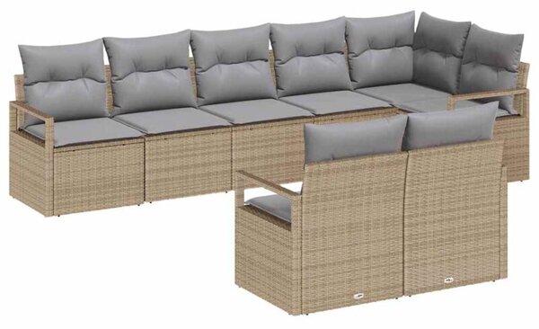 Zestaw Mebli Ogrodowych Komplet Wypoczynkowy 8-Częściowy Beżowy Rattan Na Taras Balkon Ogród