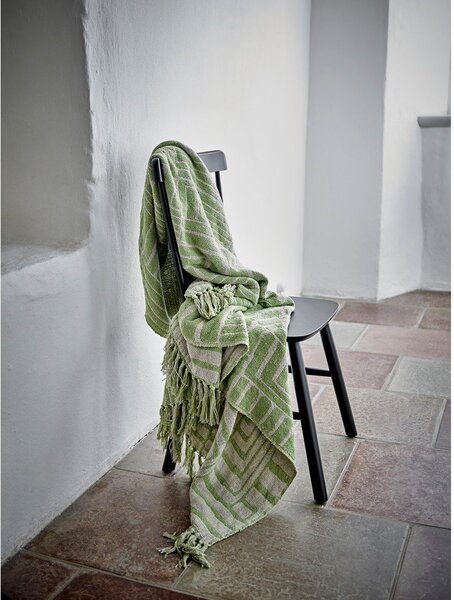 Zielony koc z mieszanki bawełny 130x155 cm Velva – Bloomingville