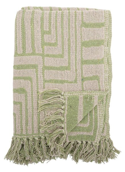 Zielony koc z mieszanki bawełny 130x155 cm Velva – Bloomingville