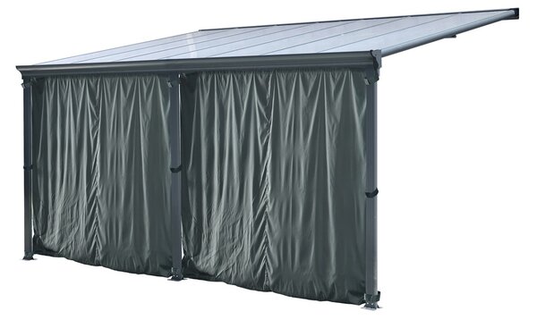 Aluminiowe zadaszenie tarasu San Diego z zasłonami 3 x 4,3 m CoverTech antracyt