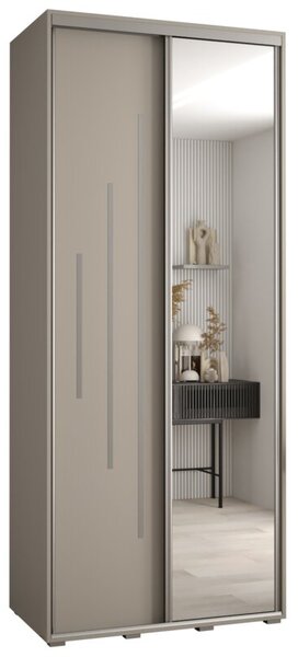 Szafa przesuwna wysoka Dakota 13 100, gł. 60 cm kaszmir + kaszmir + srebrny