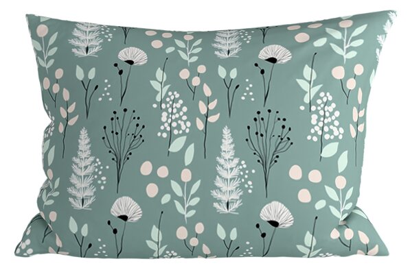 Dekoracyjna poszewka na poduszkę WILD FLOWERS 50x70 cm, miętowy