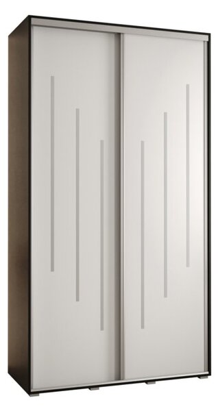 Szafa przesuwna wysoka Davos 8 130, gł. 60 cm czarny + biały + srebrny