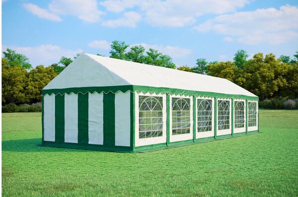 Namiot ogrodowy imprezowy 4x12m STANDARD PVC trudnopalny - Zielono-biały