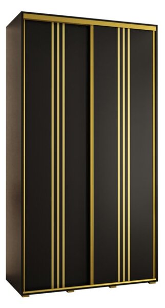Szafa przesuwna wysoka Davos 6 130, gł. 60 cm czarny + czarny + złoty