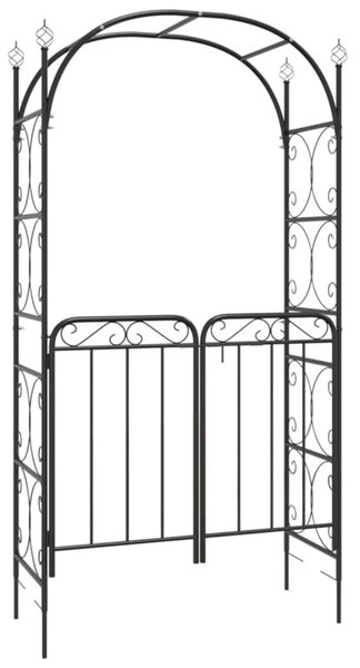 Łuk ogrodowy z furtką, czarny, 108x45x235 cm, stal
