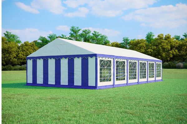 Namiot ogrodowy imprezowy 6x12m PREMIUM PVC trudnopalny - Niebiesko-biały