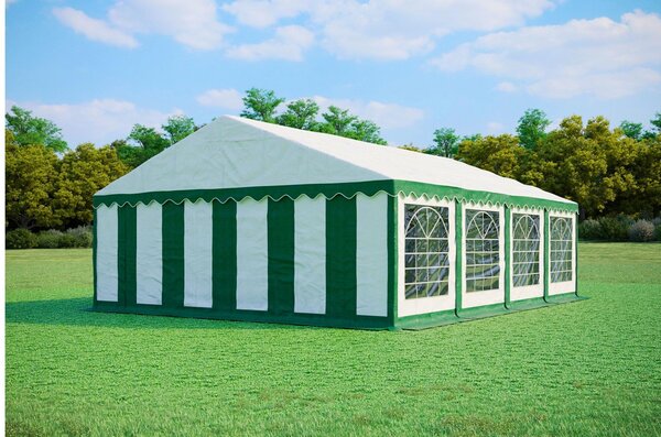 Namiot imprezowy 6x8m PREMIUM PVC trudnopalny - Zielono-biały