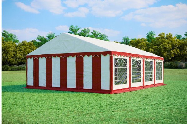 Namiot imprezowy 6x8m STANDARD PVC trudnopalny - Czerwono-biały