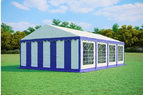 Namiot imprezowy 5x8m PREMIUM PVC trudnopalny - Niebiesko-biały