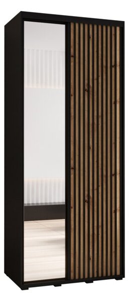 Szafa przesuwna wysoka Lanko 2 120, gł. 60 cm czarny + artisan + czarny