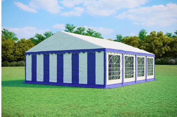Namiot imprezowy 6x8m PREMIUM PVC trudnopalny - Niebiesko-biały