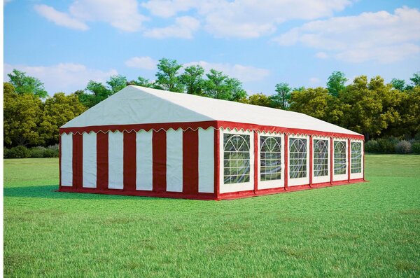 Namiot ogrodowy imprezowy 6x12m PREMIUM PVC trudnopalny - Czerwono-biały
