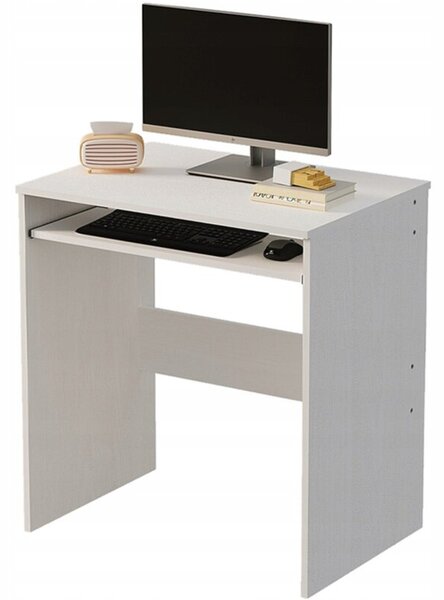 Biurko komputerowe stolik białe nowoczesne z półką na klawiature loft 70cm