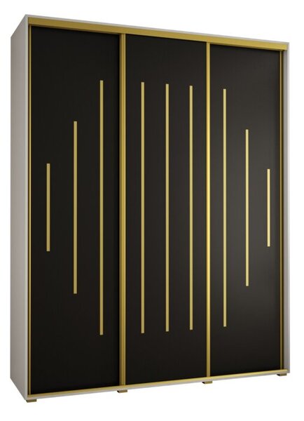 Szafa przesuwna wysoka Davos 12 200, gł. 60 cm biały + czarny + złoty