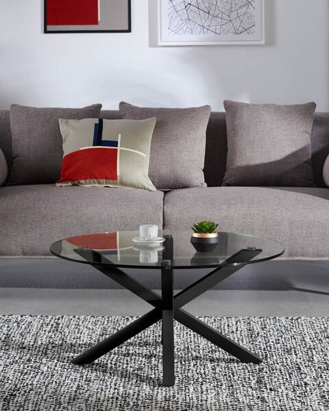 Czarny okrągły stolik ze szklanym blatem ø 82 cm Argo – Kave Home