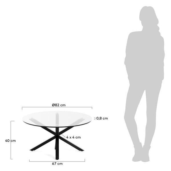 Czarny okrągły stolik ze szklanym blatem ø 82 cm Argo – Kave Home