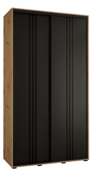 Szafa przesuwna wysoka Davos 6 140, gł. 60 cm artisan + czarny + czarny