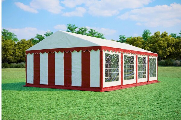 Namiot imprezowy 5x8m PREMIUM PVC trudnopalny - Czerwono-biały