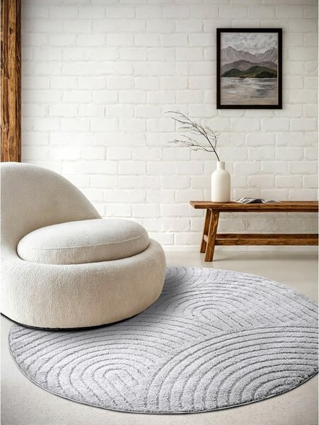 Jasnoszary okrągły dywan ø 160 cm Panglao New York Light Grey – Elle Decoration