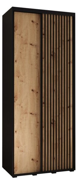 Szafa przesuwna wysoka Lanko 1 100, gł. 60 cm czarny + artisan + czarny