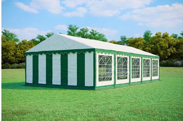 Namiot ogrodowy imprezowy 5x10m PREMIUM PVC trudnopalny - Zielono-biały